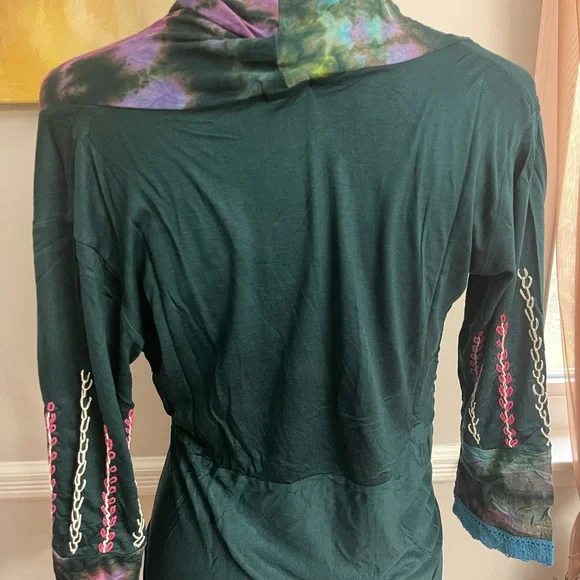 New nwt rising international tie dye embroidered Boho cardigan sz L $48 - Picture 6 of 6